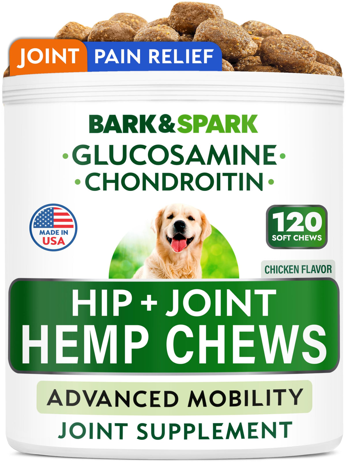 Gommes Bark&Spark articulations chien pour mobilité et confort.