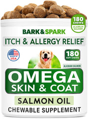 BARK&SPARK Omega3 gommes chien dans pot, goût saumon attractif pour pelage sain