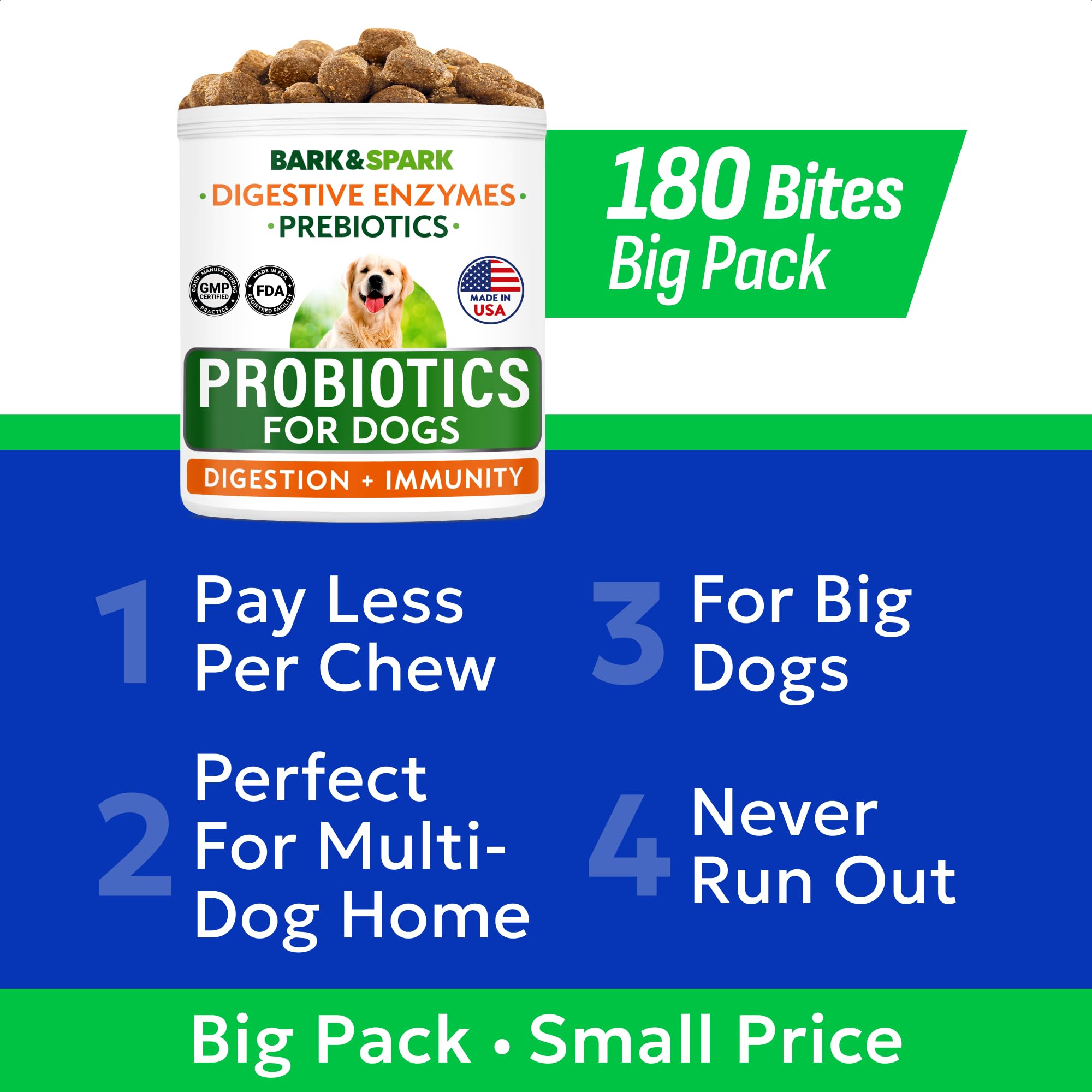 Pelage sain Bark&SPARK – probiotiques pour chien et peau.