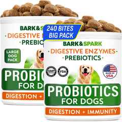 BARK&SPARK Probiotiques pour chien avec friandises savoureuses soutenant la digestion.