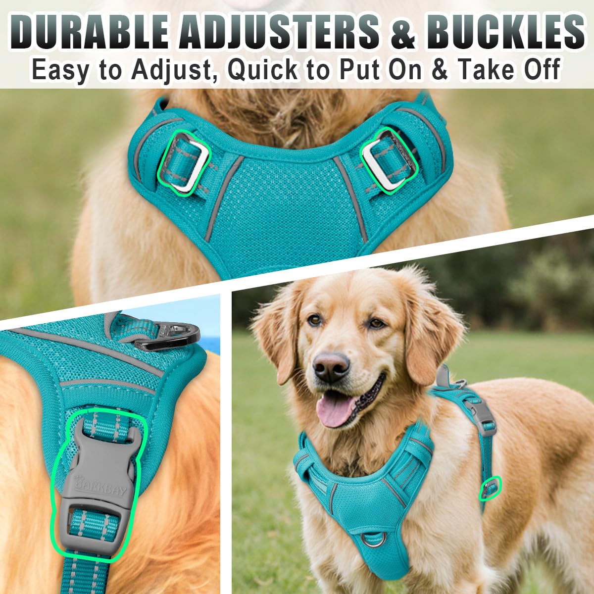 Harnais BarkBay air-mesh respirant: matière aérée pour les activités en chaleur.