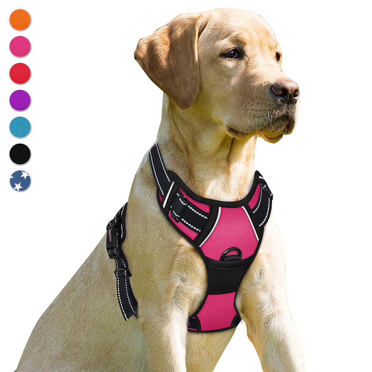 Harnais BARKBAY vue avant avec clip frontal, idéal pour guider sans tirage.