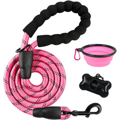 Laisse Barkbay pour chien grand rose, poignée rembourrée pour un confort durable lors des promenades.
