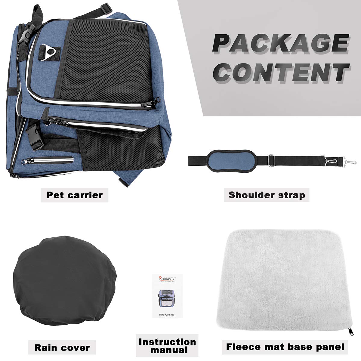 Rangement compact Barkbay bleu pour transport et rangement