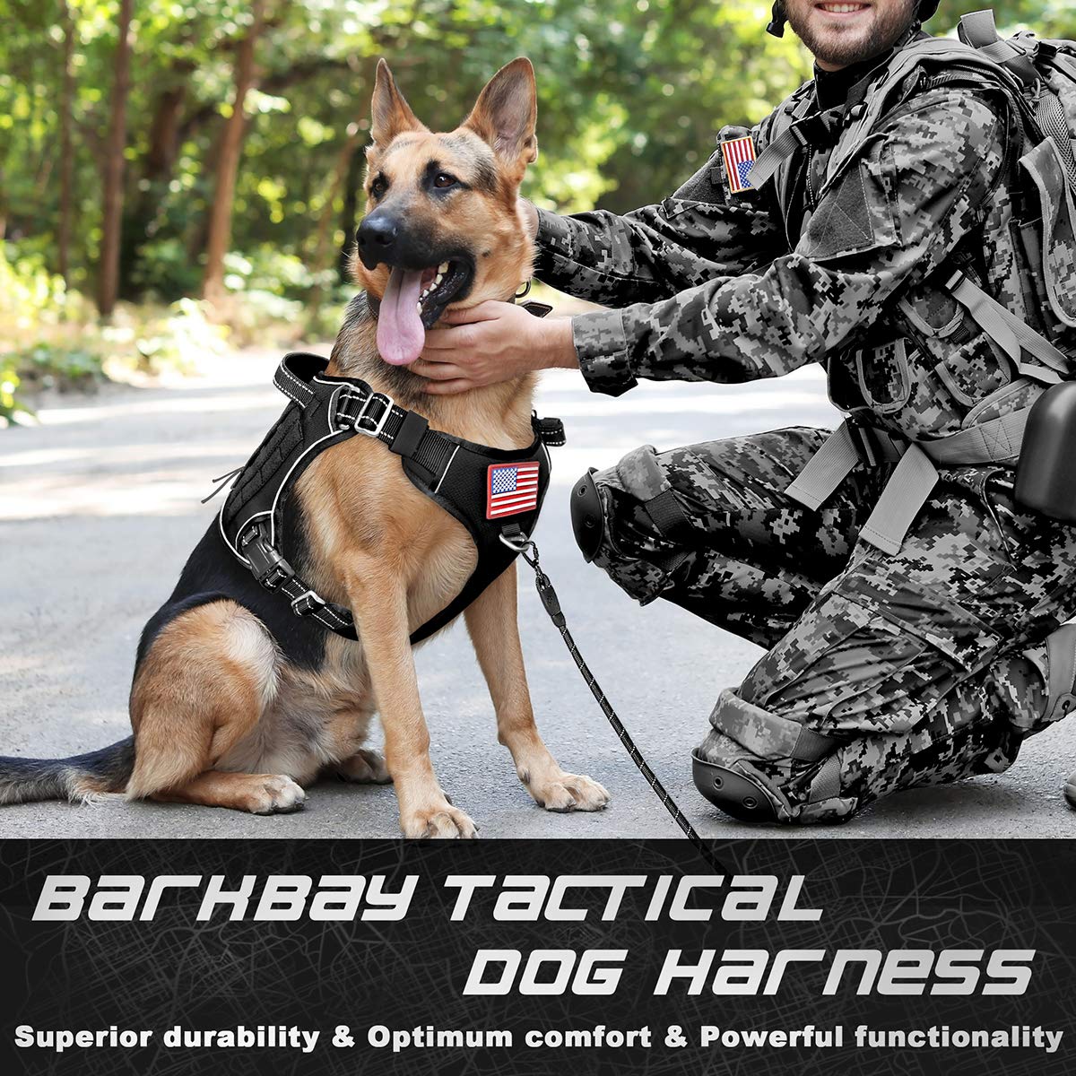 Système MOLLE du harnais BARKBAY pour ajouter des accessoires.