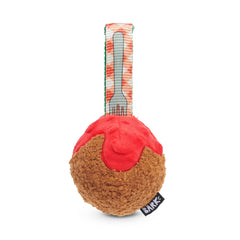 BarkBox Bark A Squeaky Meat-A-Ball, peluche extérieure douce et durable.