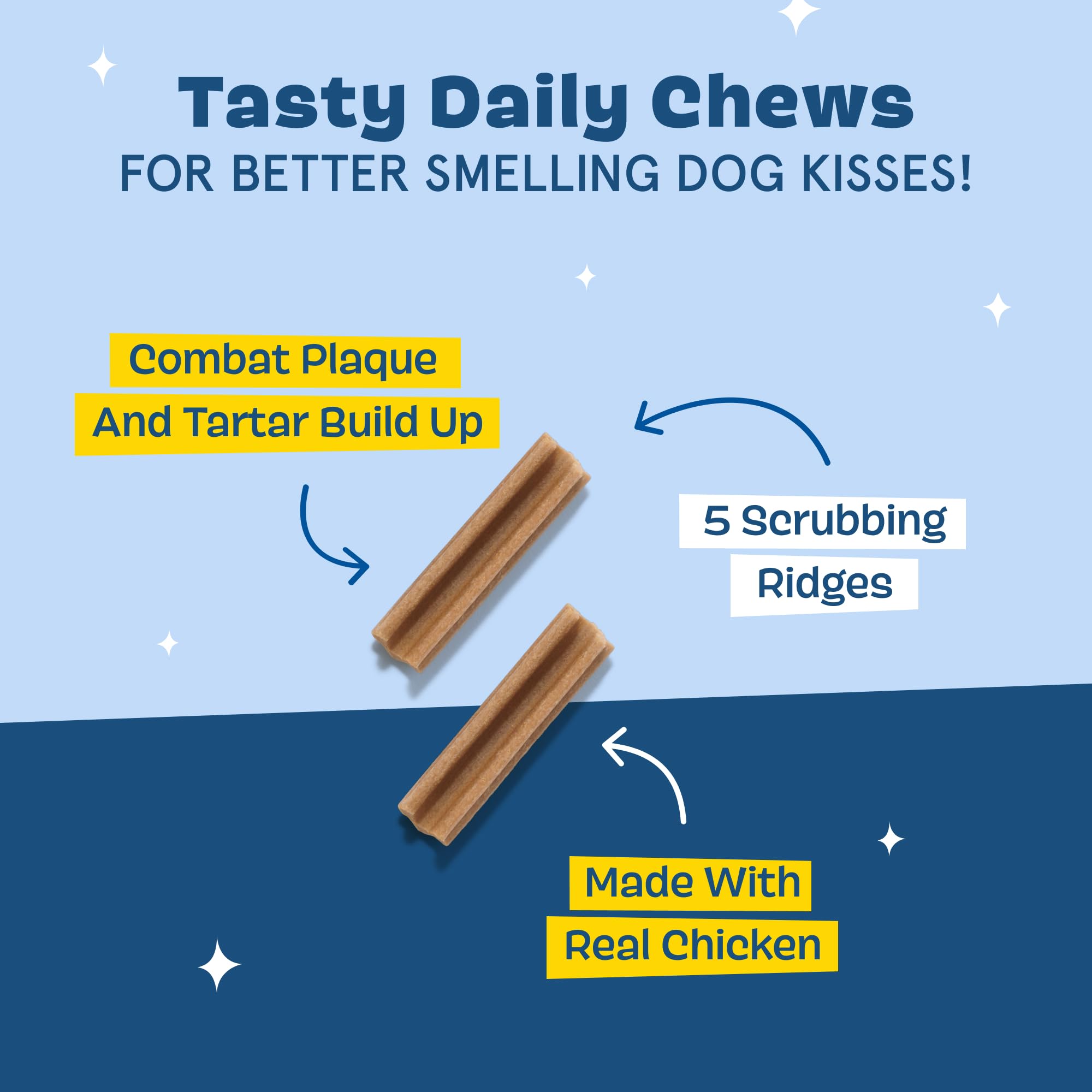 BARKBOX Bright bâton dentaire pour chiens, bords striés massant les gencives et rafraîchissant l'haleine.