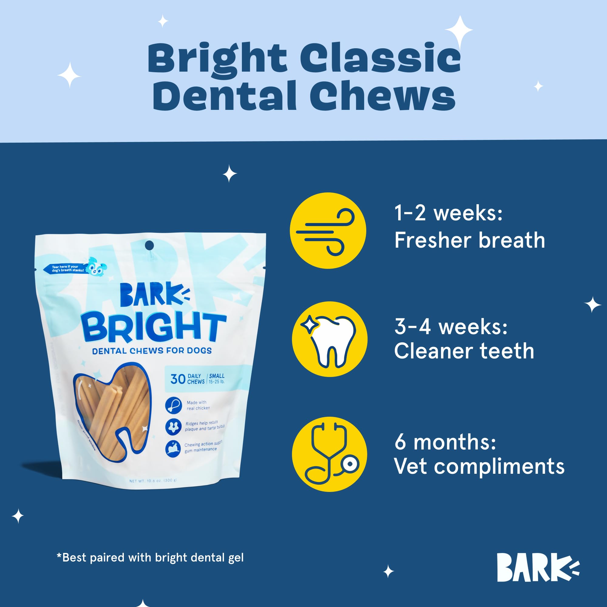 BARKBOX Bright bâton dentaire, nettoyage en profondeur pendant la mastication pour dents plus propres.