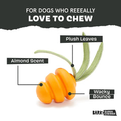 Jouet Barkbox Carotte avec feuilles, vue des feuilles, parfait pour tirage