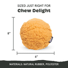 Cheeze Brawl Barkbox, balle squeaky texturée pour stimuler le jeu.