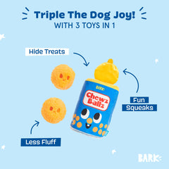 BarkBox Chewz Ballz, double sifflets, encourage les jeux interactifs et l'intérêt durable.