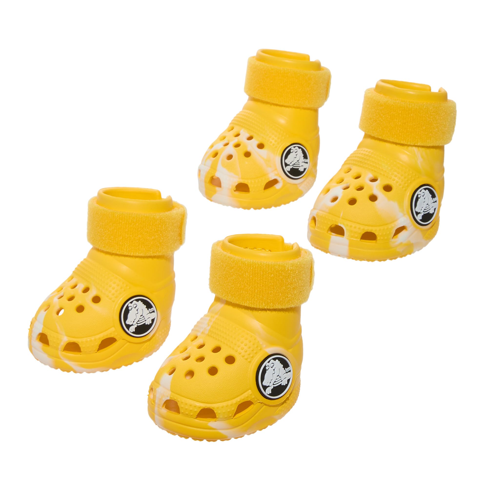 BarkBox crocs chien jaune, lumière nocturne pour des promenades plus visibles.