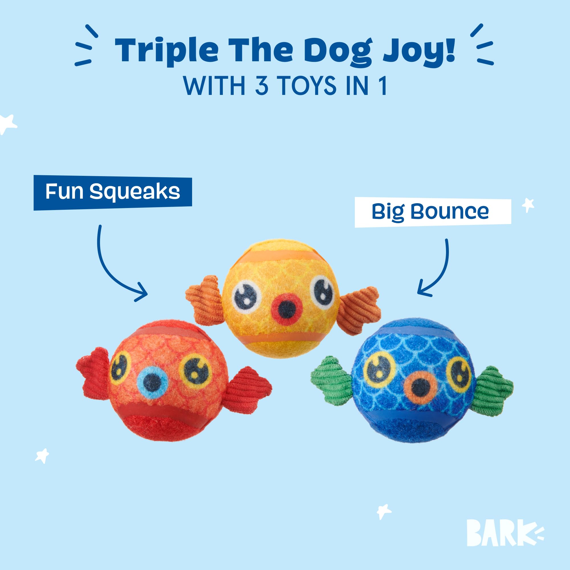 Barkbox Guppies Trio avec ailette d’agrippement facilitant la prise