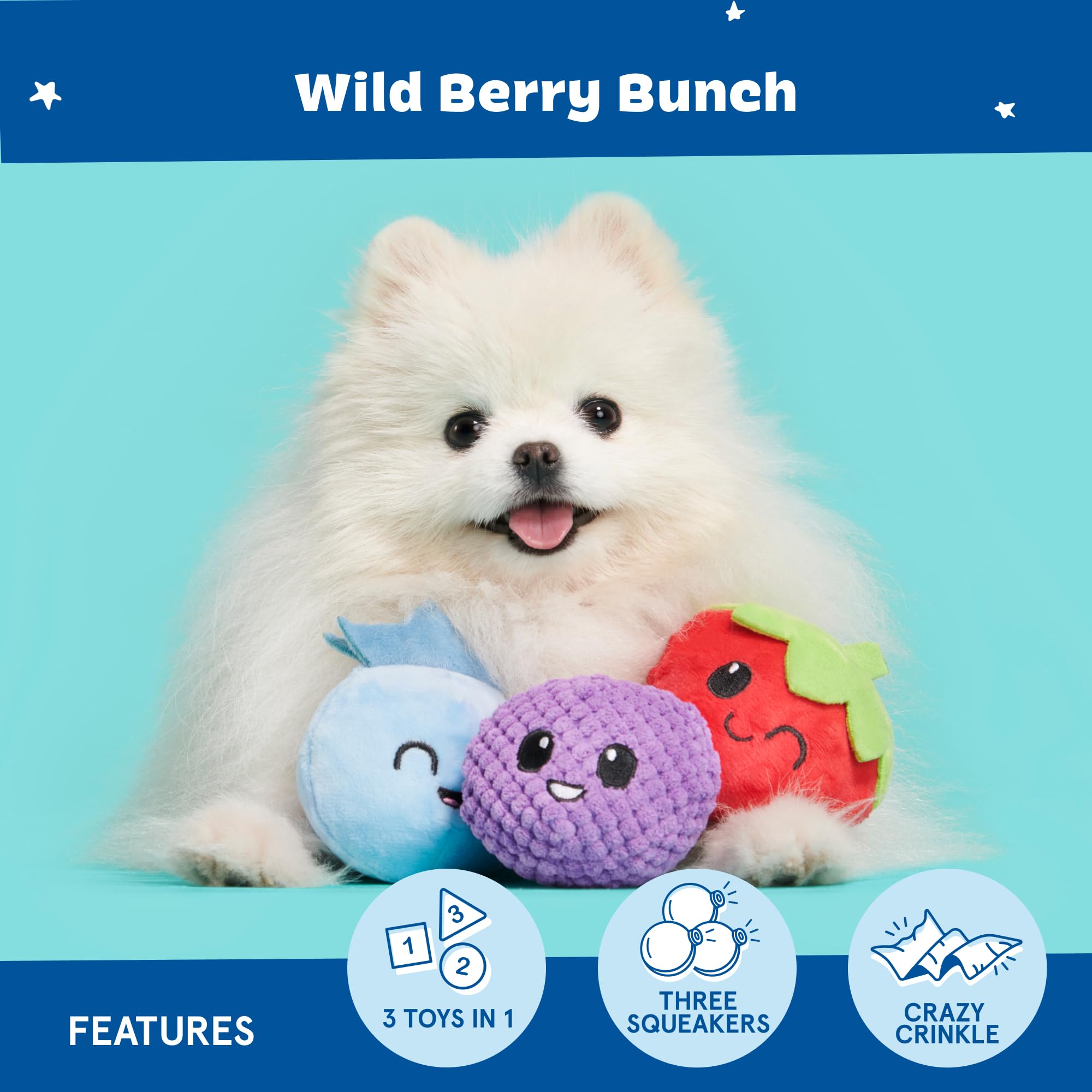 Jouet interactif BarkBox en peluche doux et sûr.