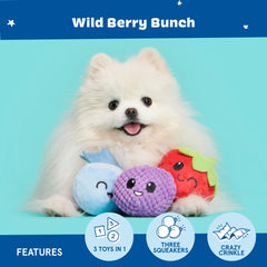 Jouet interactif BarkBox en peluche doux et sûr.