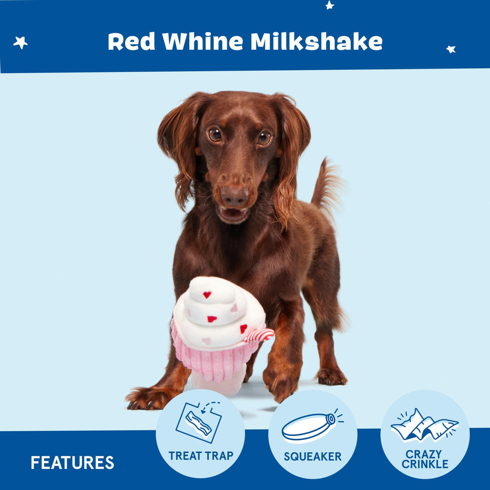 Squeaker interne et disque BarkBox Milkshake, son engageant lors du jeu.