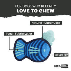 Rad Herring de BarkBox : poisson-couineur intérieur prolonge le jeu.