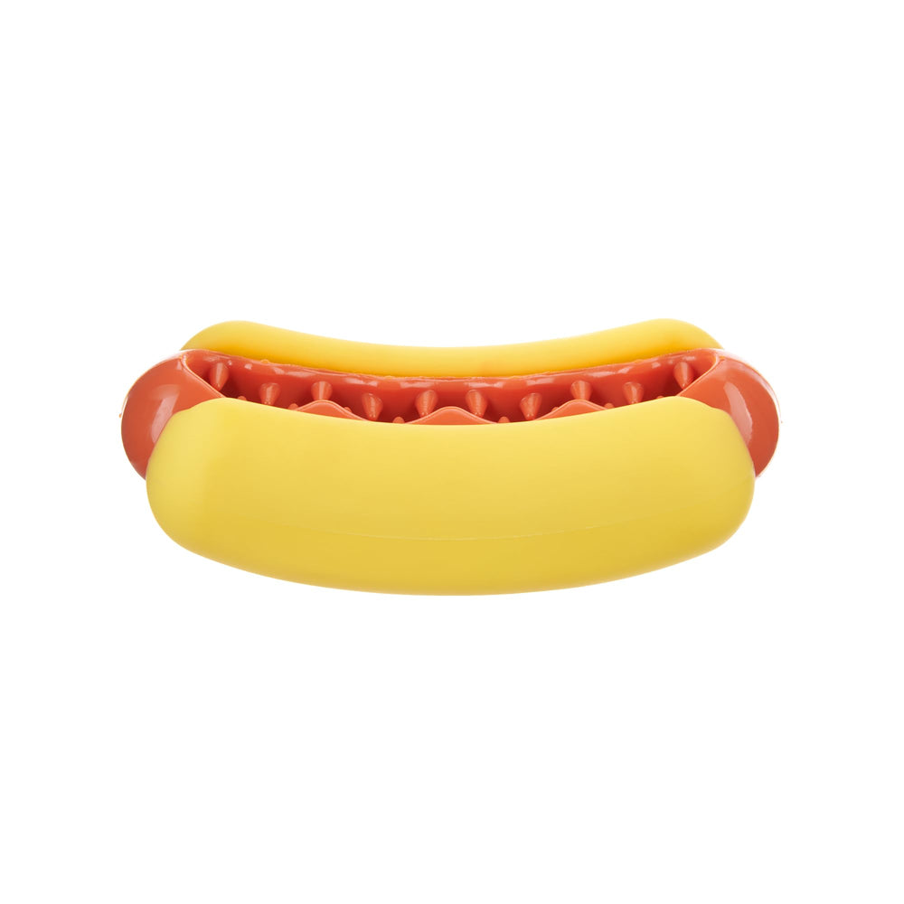 BarkBox Saucisse de viande: jouet en caoutchouc durable pour chiens moyens.