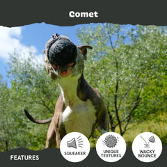 Bouton arachide intégré BarkBox Super Chewer Comet-Petit pour plus de saveur.