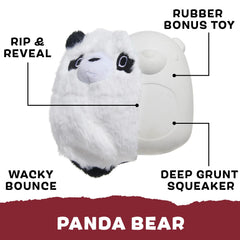 Panda BarkBox, couche peluche et noyau caoutchouc, stimule la mastication exigeante.