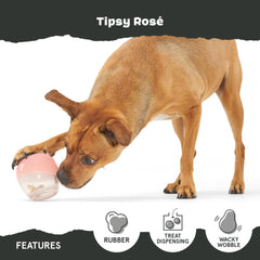 Tipsy Rosé montre un mouvement wobble imprévisible pour stimuler la curiosité du chien.