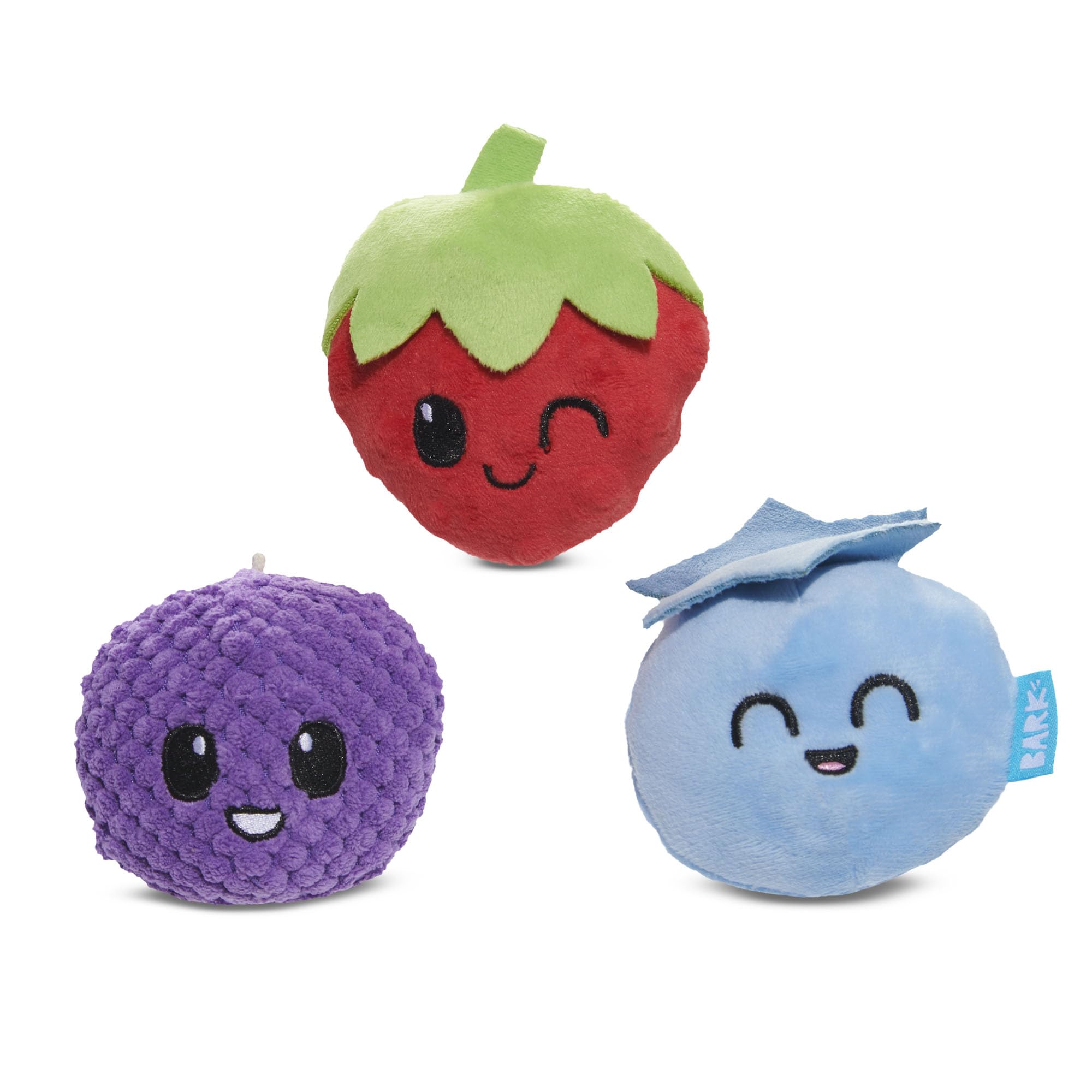 BarkBox Wild Berry Bunch, trio fruits siffleurs pour chien.