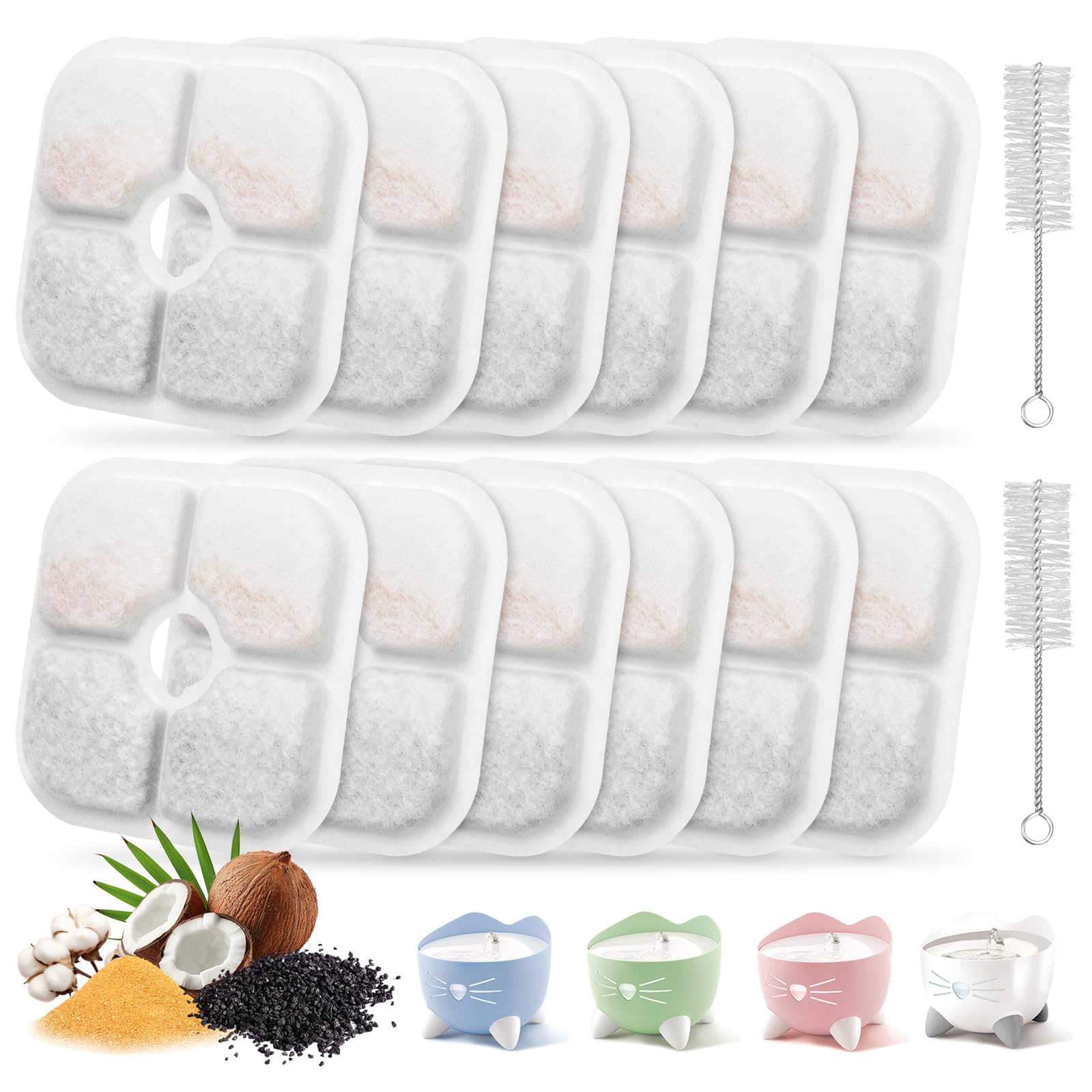 Barkios pack 12 filtres pour fontaine Pixi, eau plus fraîche et agréable.