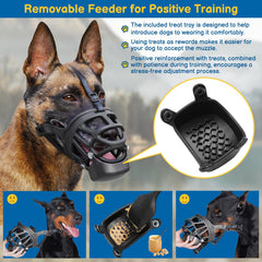 BARKLESS museau-panier grand-chien: couvercle amovible pour récompense et détournement positif.
