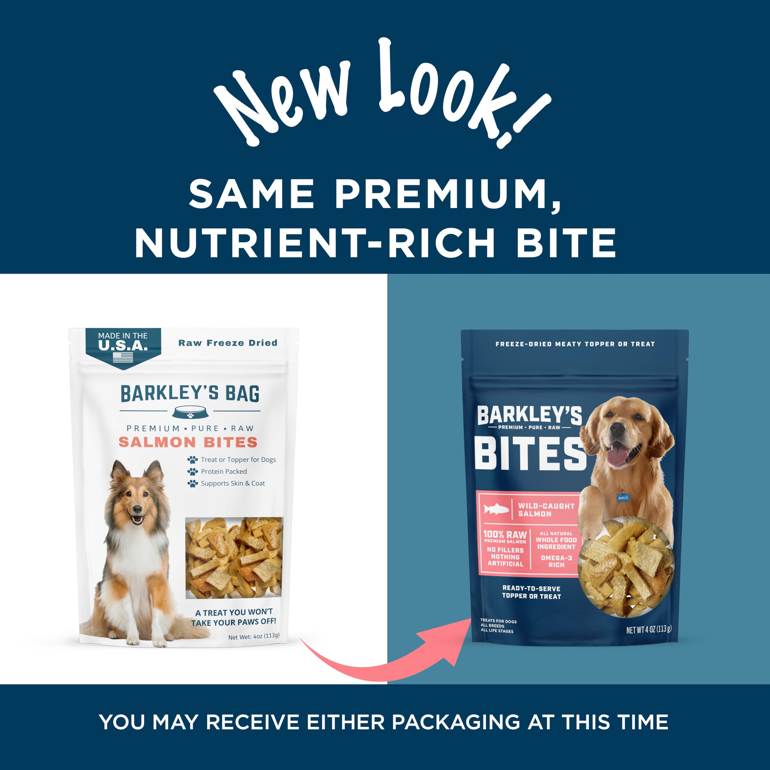 Barkleys Bag Saumon Bites – fabriqué aux États-Unis avec traçabilité.