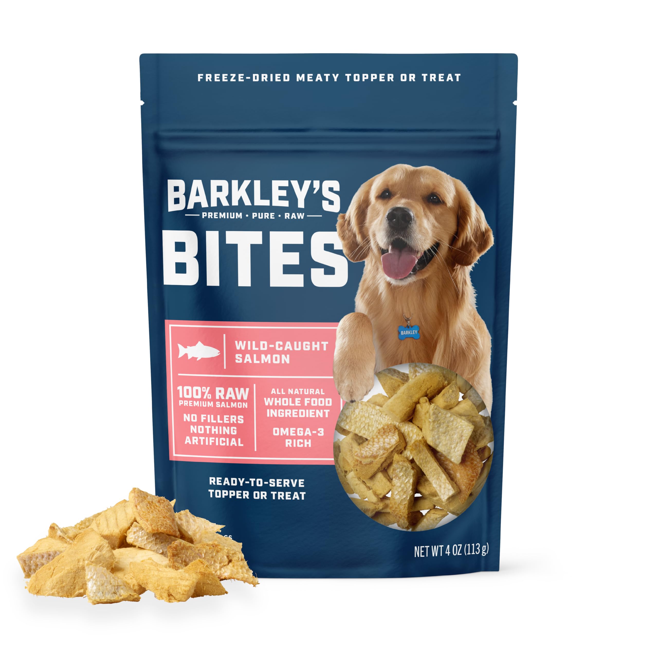 Barkleys Bag Saumon Bites – petites bouchées idéales pour récompenses d'entraînement.