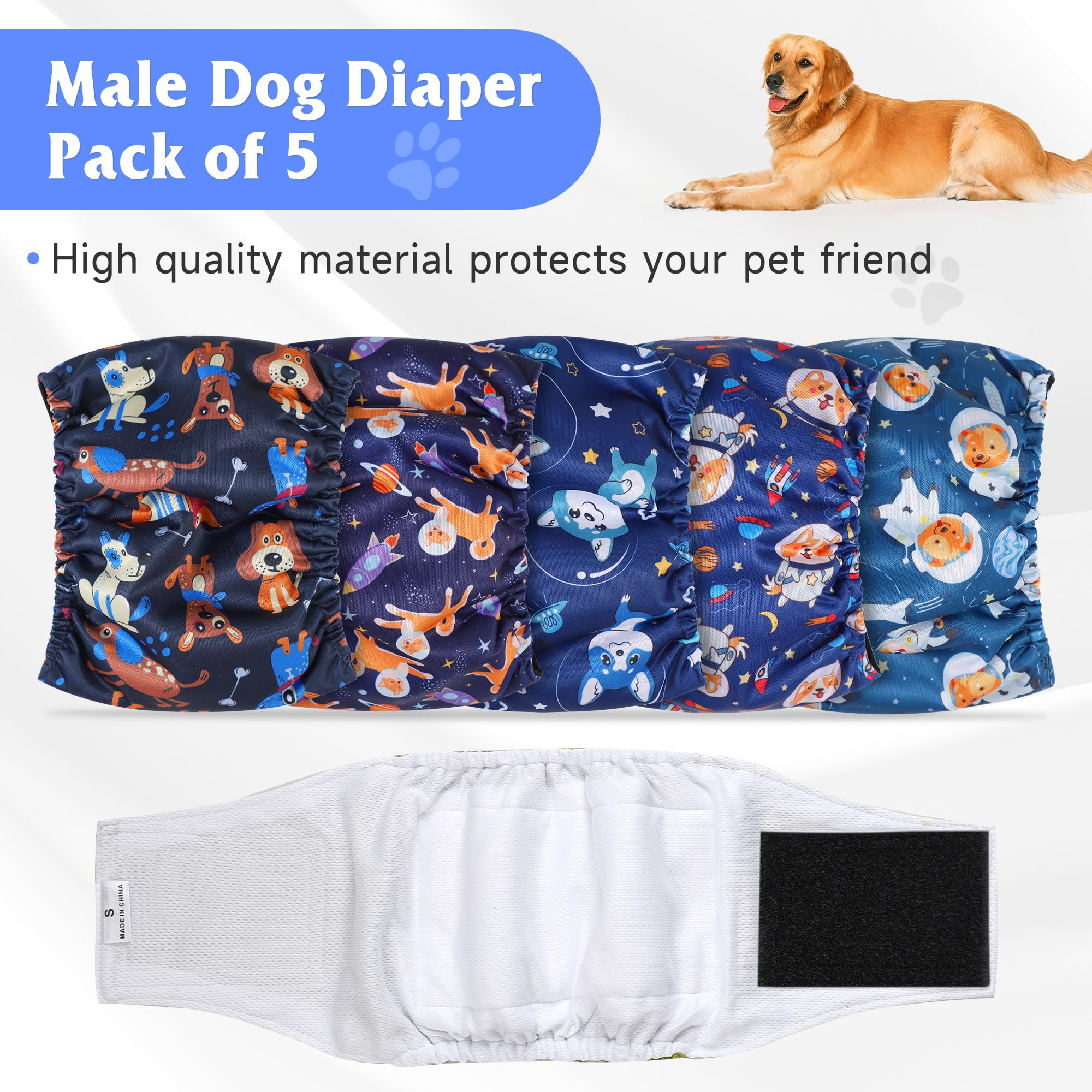 Bandes ventrales Barklincharm pour chien mâle, ajuste et évite les fuites.