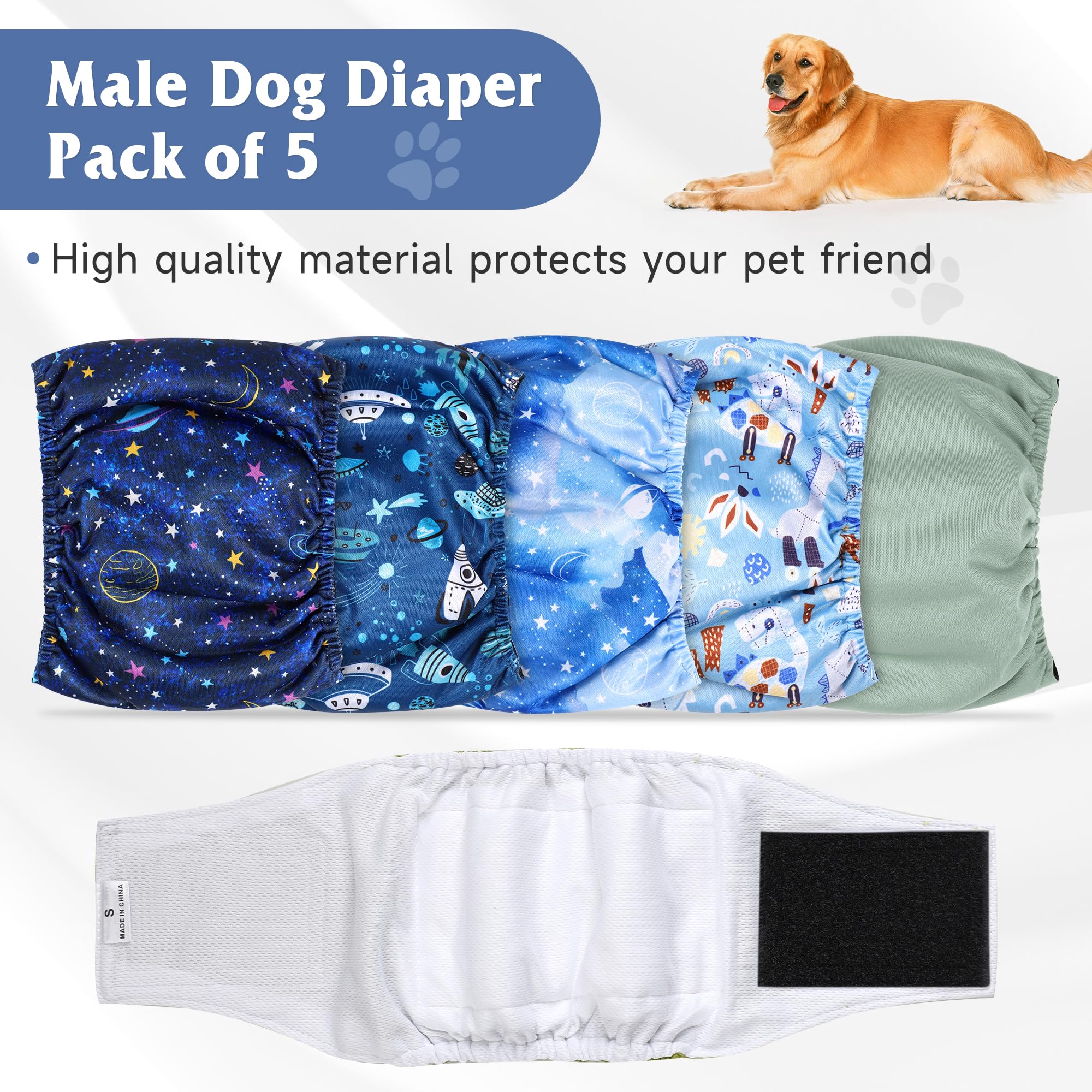 Couche pour chien mâle Barklincharm absorbante et extérieure imperméable protégeant les sols.