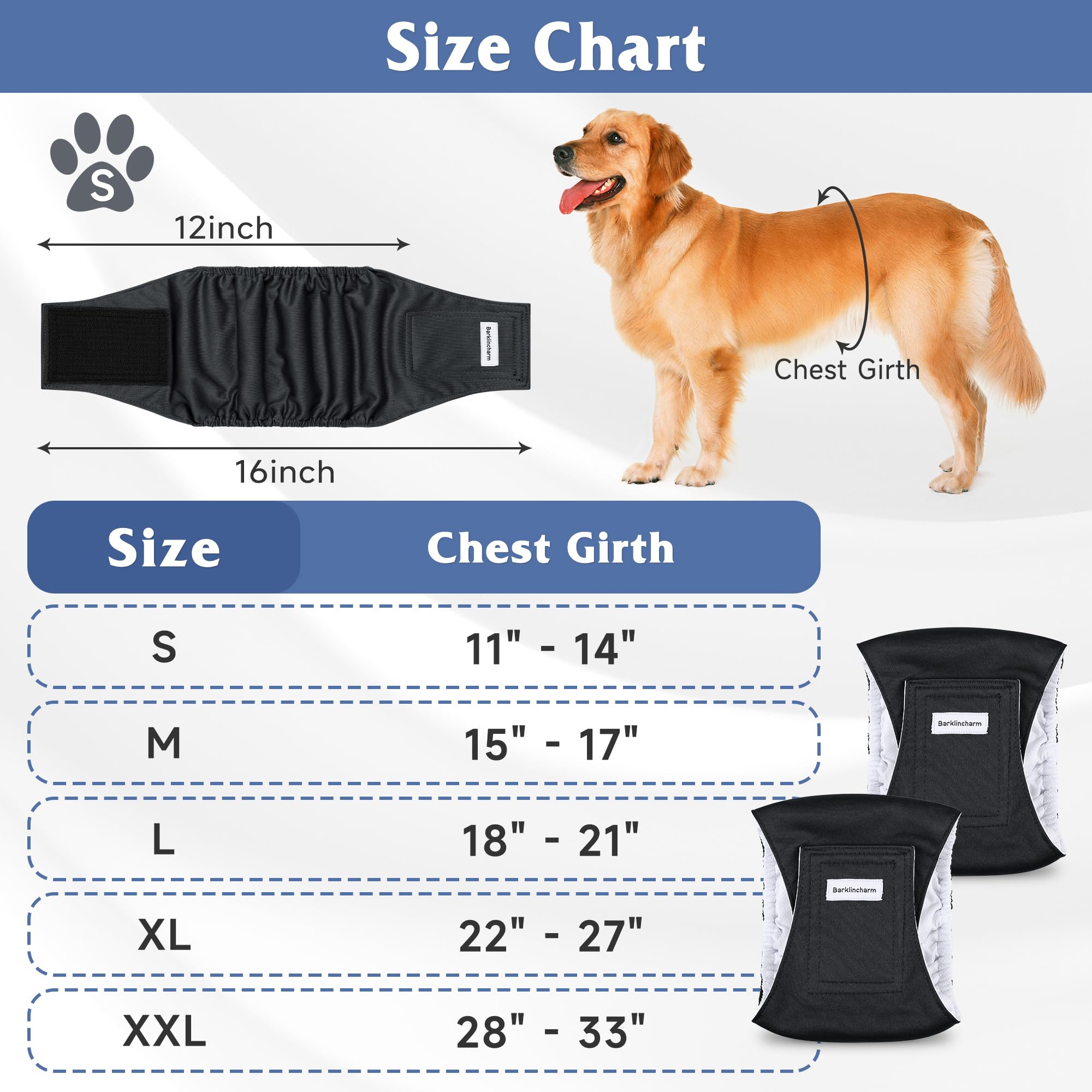 Couches Barklincharm mâles absorbantes haute capacité pour incontinence légère.