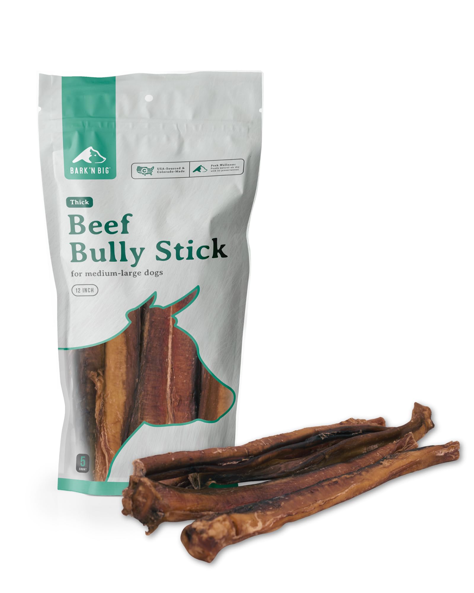 BARK'N BIG bâton boeuf 12 pouces sans odeur, idéal pour grandes races.