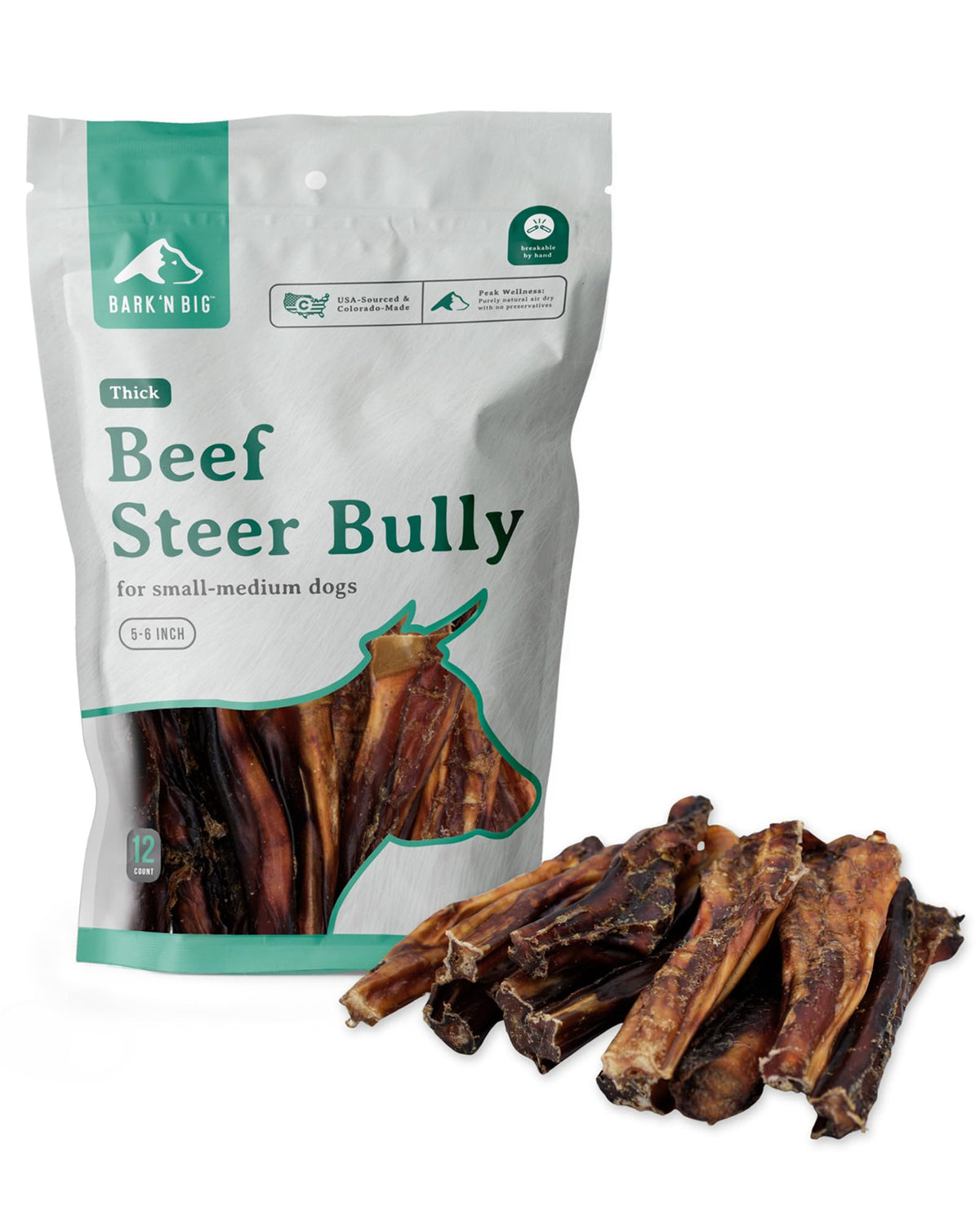 BARK'N BIG bâtonnet de bœuf en gros plan, texture durable et adaptée à la mastication.