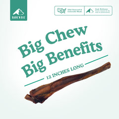 BARK'N BIG Bully Stick 12 pouces, idéal pour sessions de mastication prolongées.