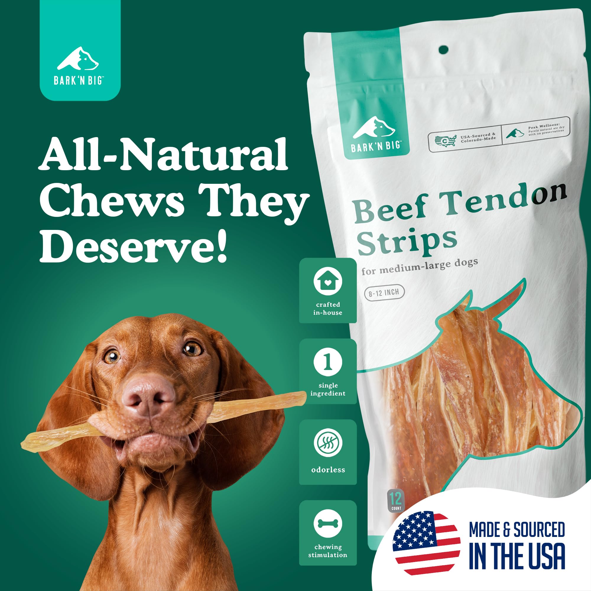BARK'N BIG lamelles tendon boeuf epaisse – idéale pour une mastication longue.
