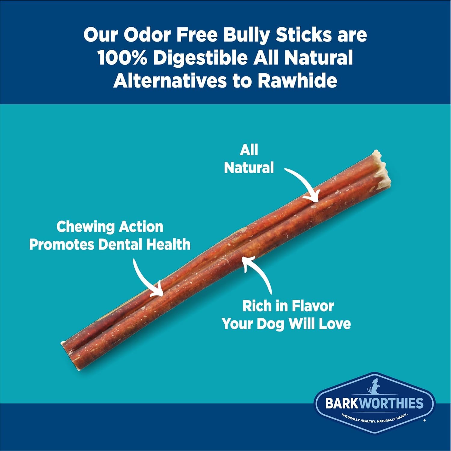 Barkworthies Batons Bully sans odeur, emballage extérieur clair et pratique.