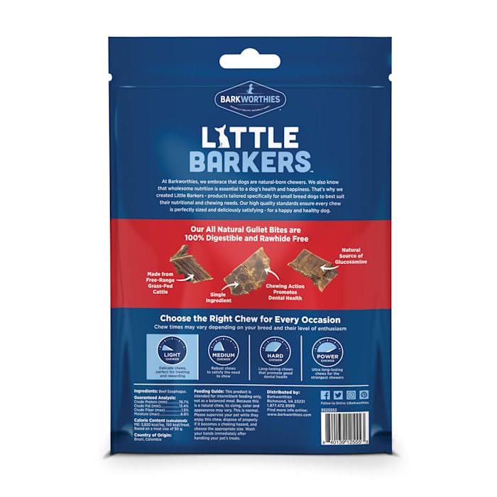 Barkworthies Little Barkers Gullet Bites, usage quotidien pour chiens et dents propres.