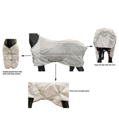 BARN & STABLE drap protection uv ete cheval, lumière réfléchie et fraîcheur.