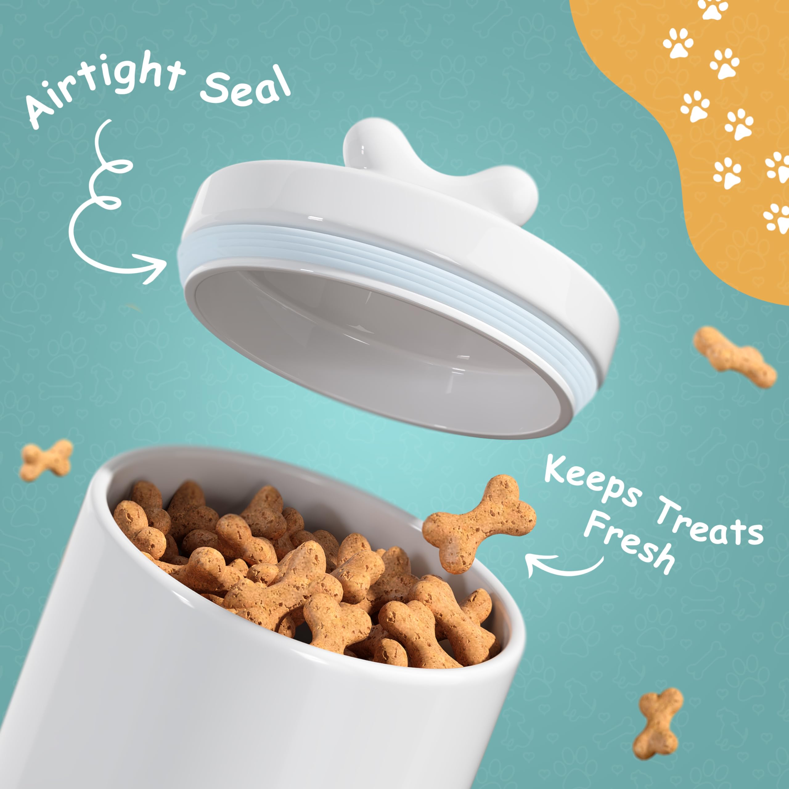 Couvercle Os Barnyard Designs, accès rapide et hygiène pour les friandises.