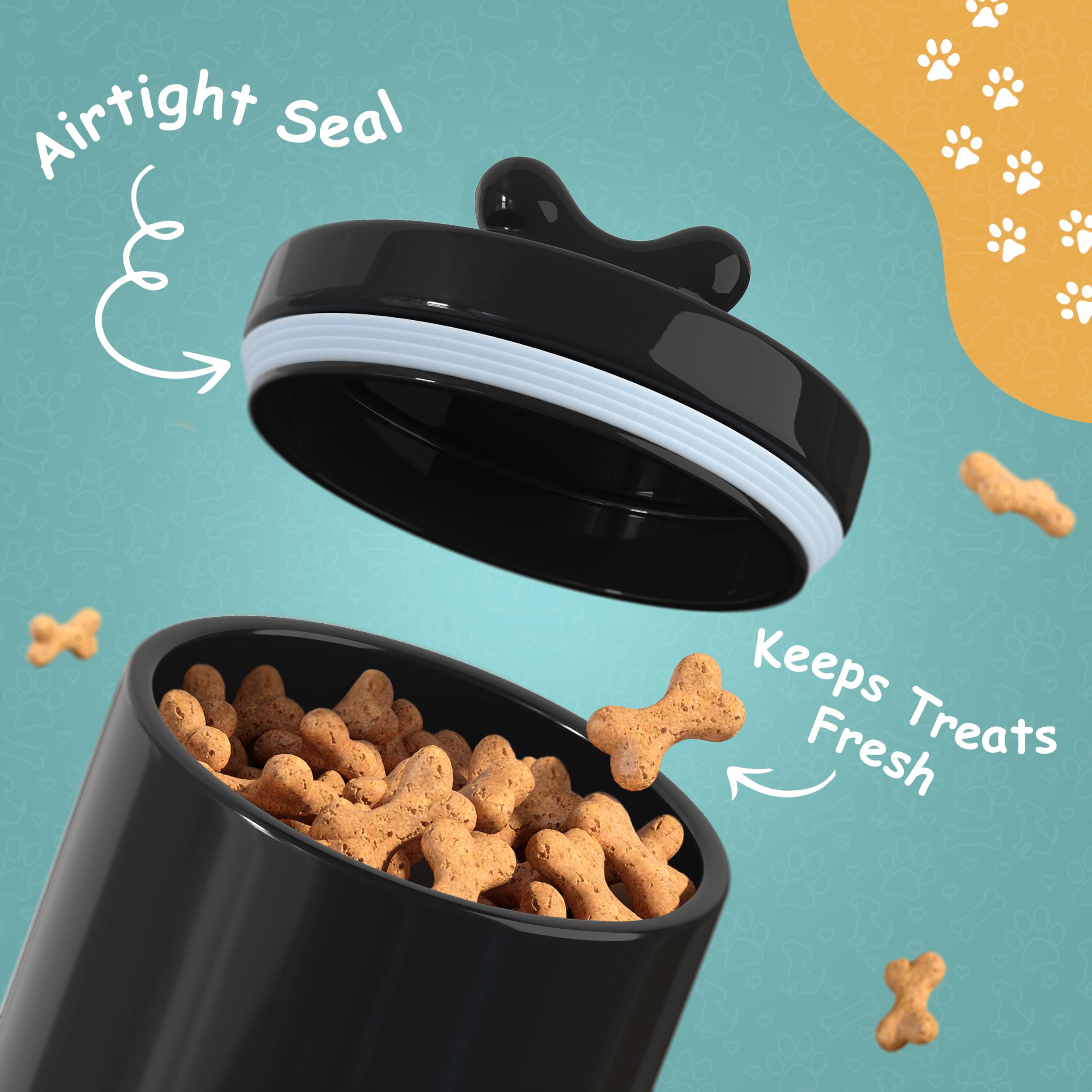 Barnyard Designs Solution de stockage pour nourriture et friandises chien noir.