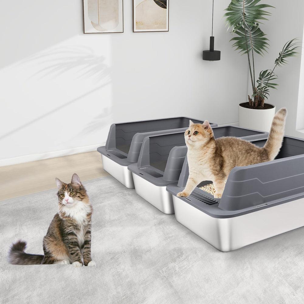Bartuke ensemble triple de bacs litieres pour foyers multi chats.