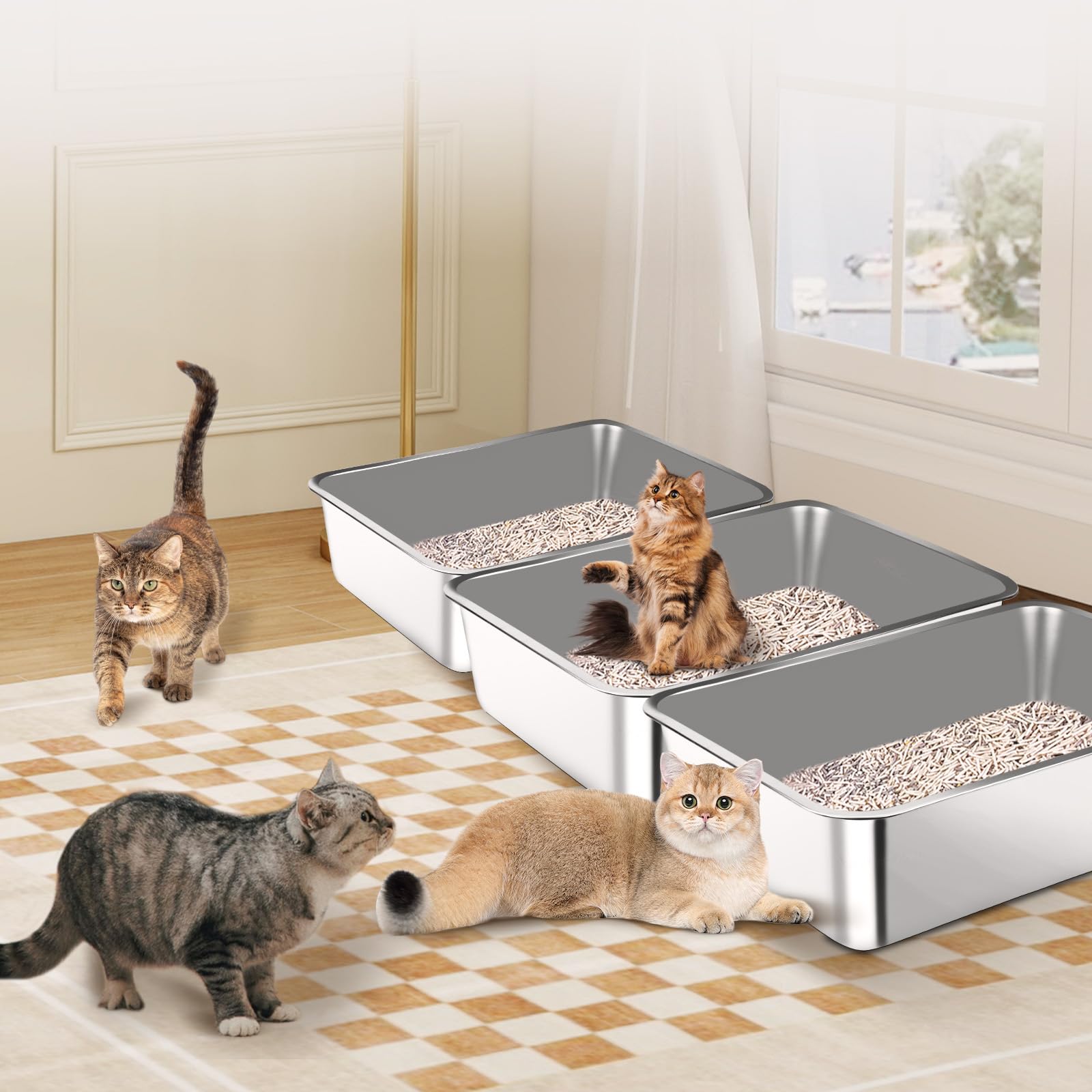 Bartuke litière inox polyvalente adaptée à chats et petits animaux.