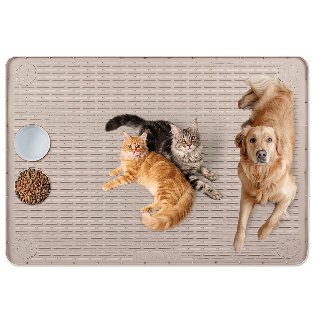 Bartuke Mat d'alimentation pour chat grand, offre un espace spacieux et stable pour plusieurs bols.
