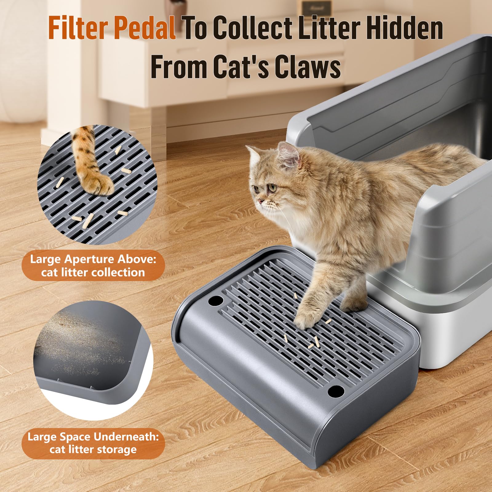 Bartuke pédale hauteur litière gris aide les chats âgés.