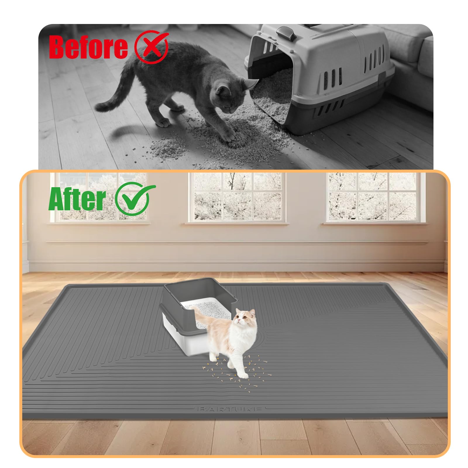 Bartuke Tapis Silicone Anti-Fuite: rebord surélevé pour limiter les déversements.