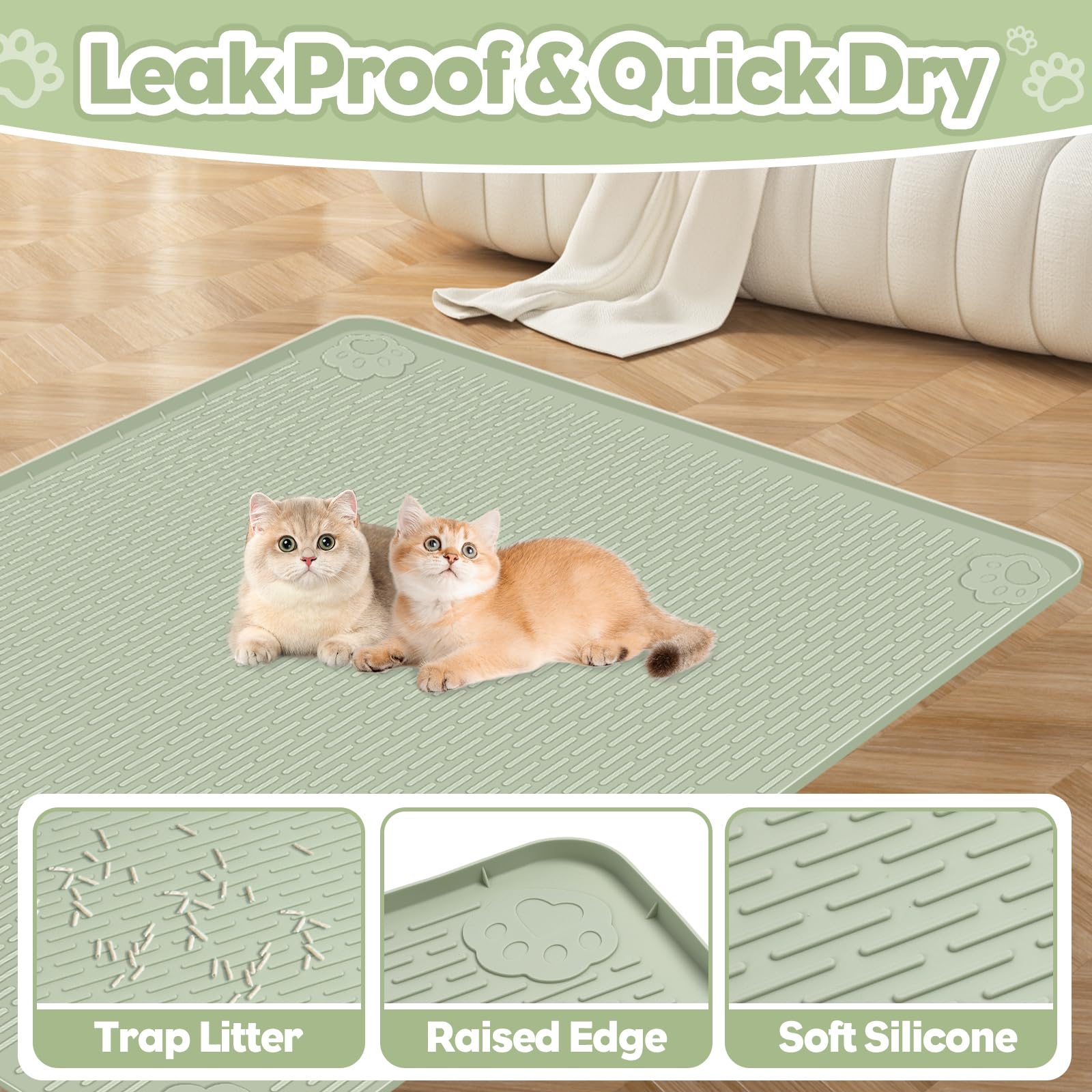 Bartuke tapis surface-texturée anti-litière retient les grains et évite les éclaboussures.