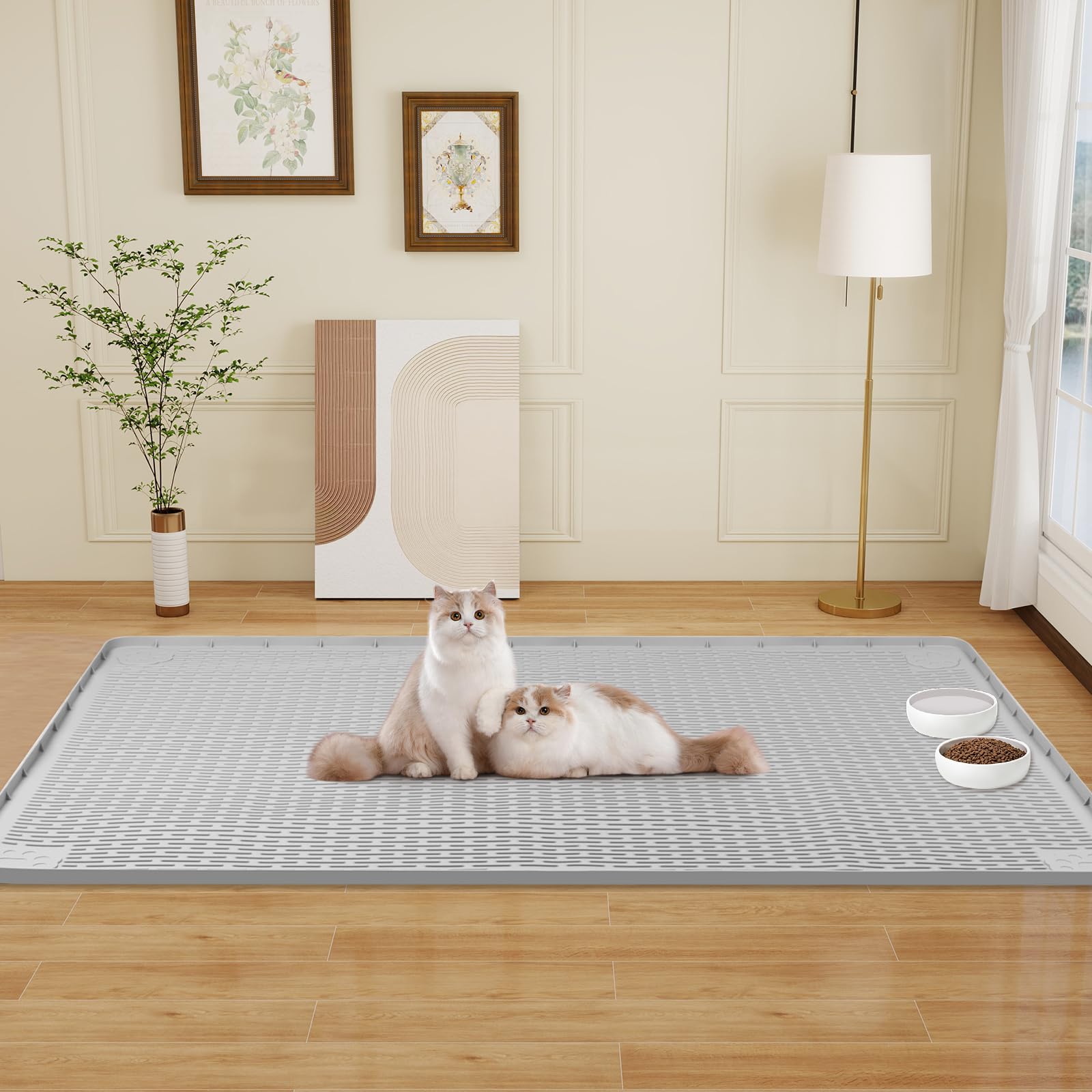 Tapis Bartuke pour nourriture et eau, protège le sol et réduit les éclaboussures.