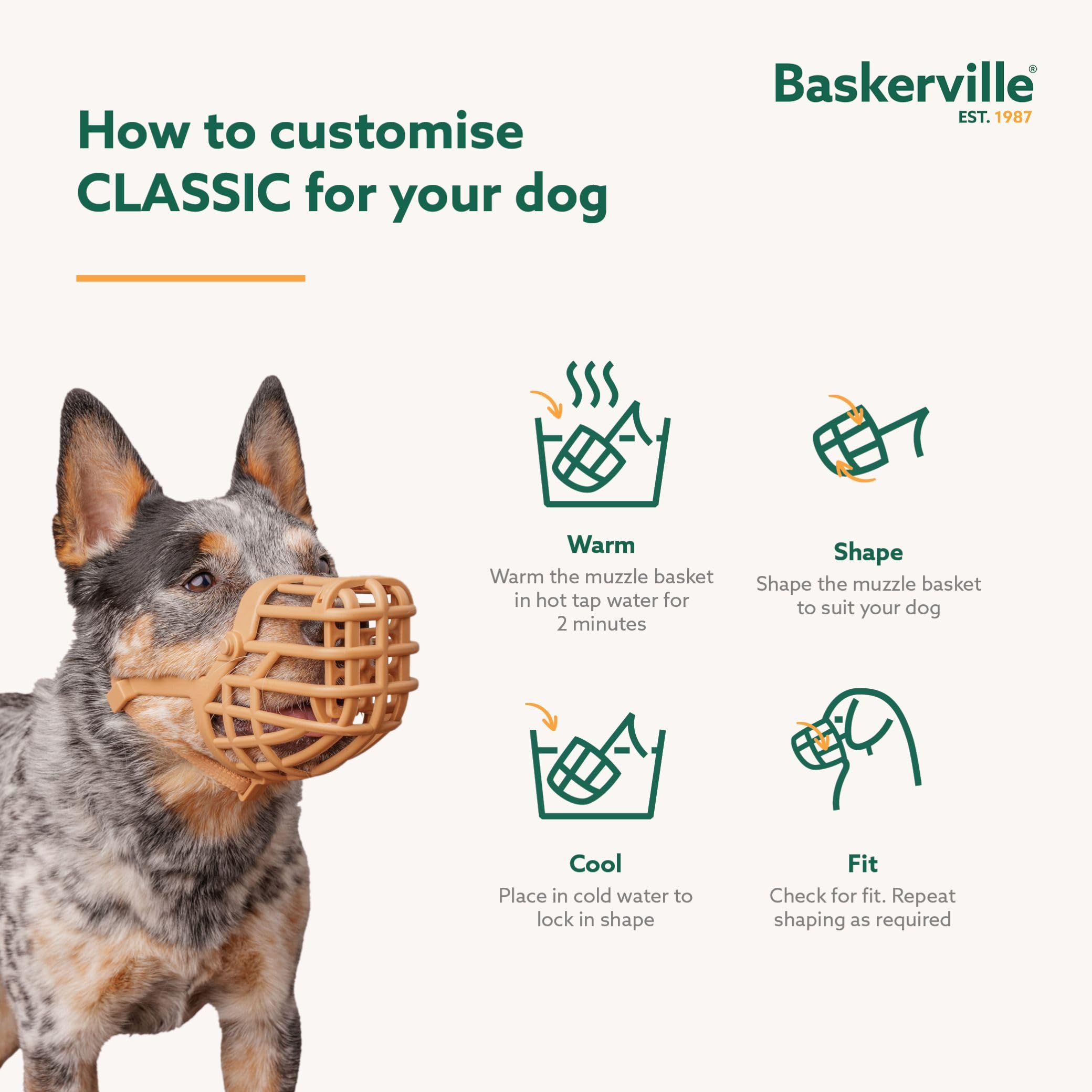 Baskerville Classic Basket Muzzle sangle de cou facile à régler pour un ajustement sûr.
